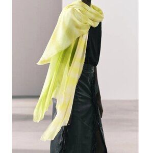 Zara Silk And Modal Blend Printed Scarf Lime Green 195cm x 100cm 4758/016 New